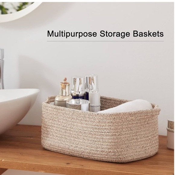 OAHOMY Cotton Rope Baskets, Rectangle Storage Basket with Handles, set of 2 - Picture 1 of 6